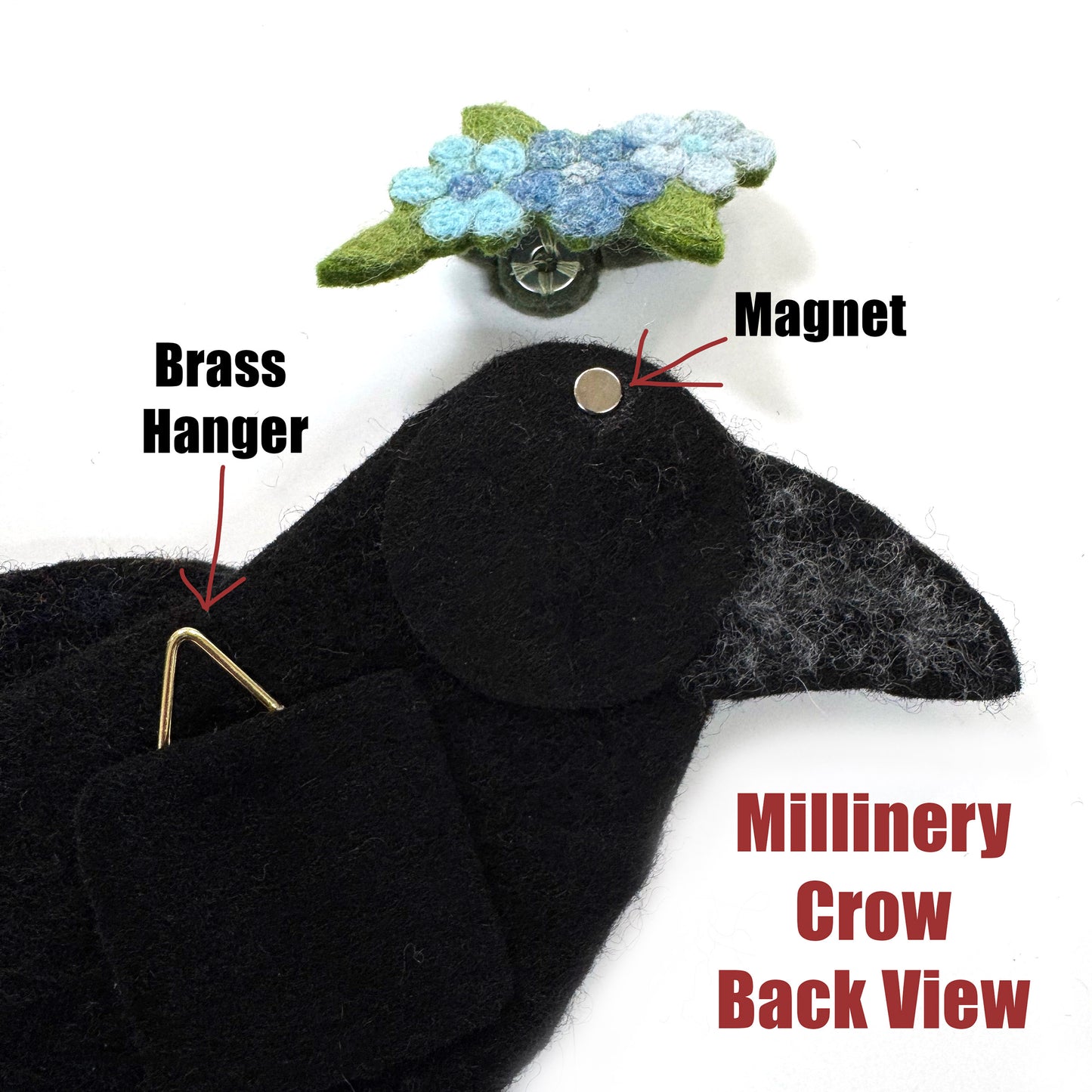 MILLINERY CROW-4 Wool Needle-Felted Crow Wall Art