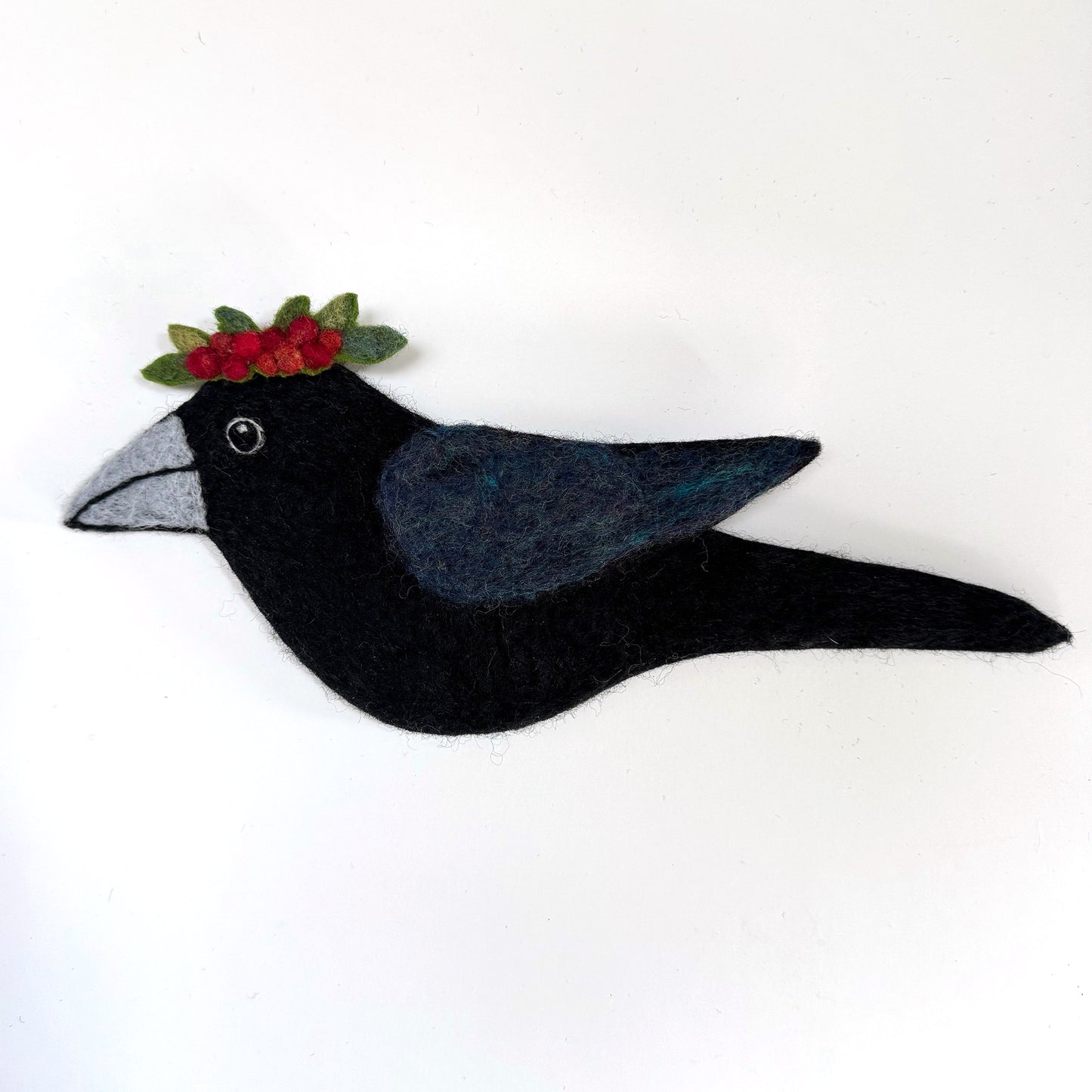 MILLINERY CROW-4 Wool Needle-Felted Crow Wall Art