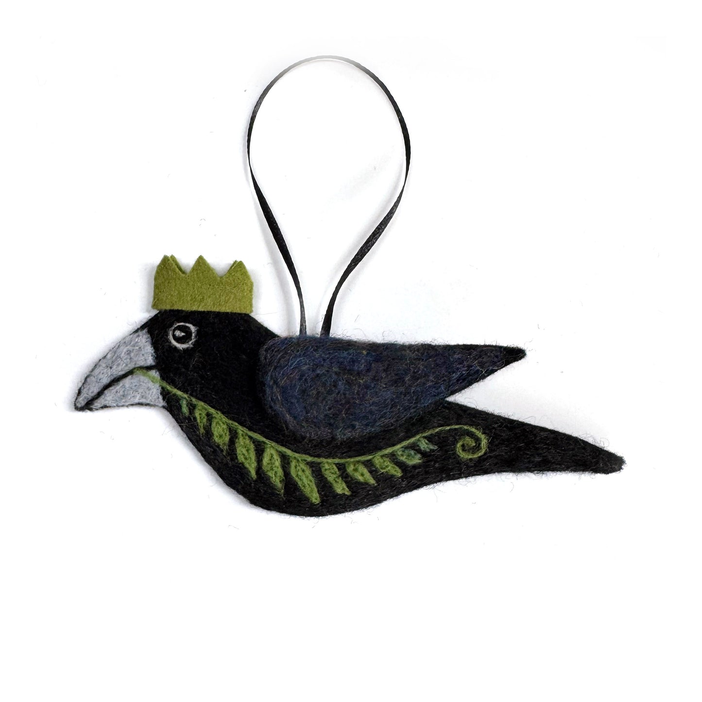 FERN Wool Needle-Felted Crow Hanging