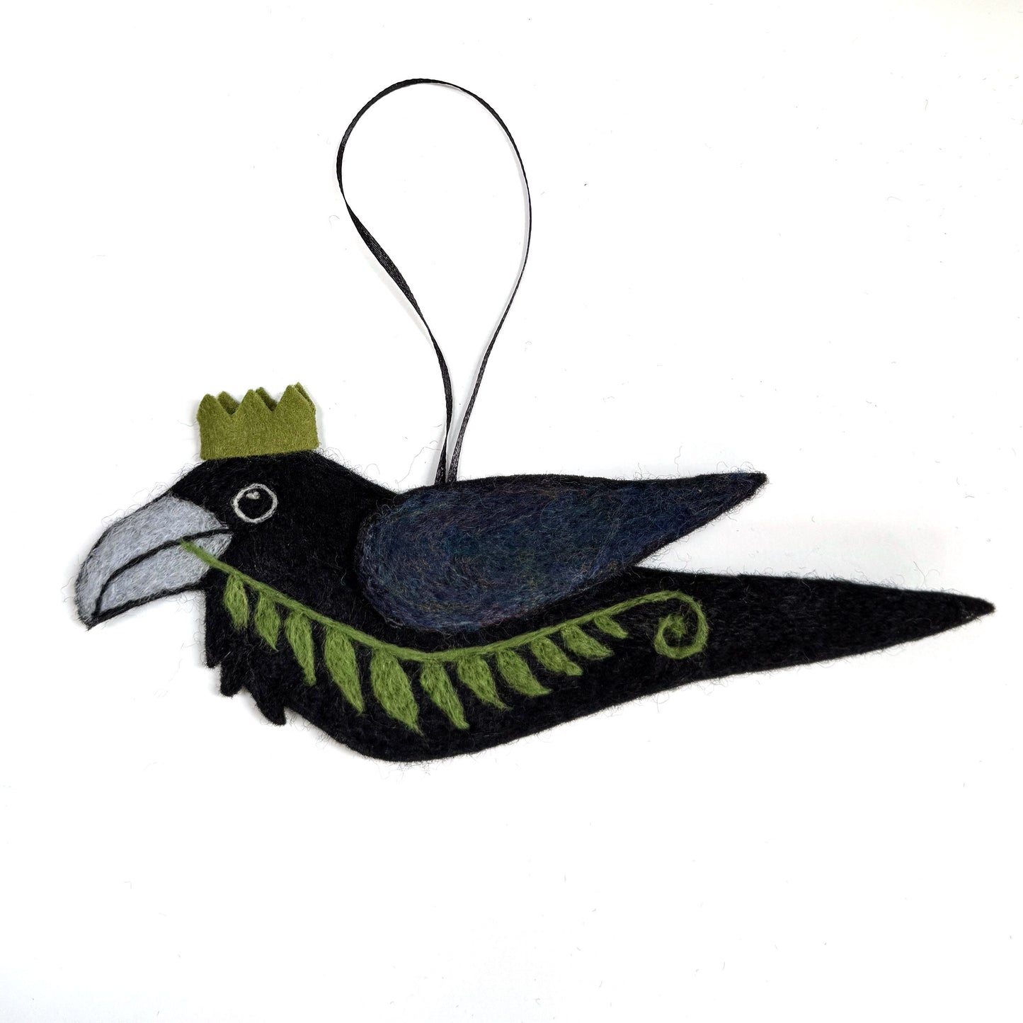FERN Wool Needle-Felted Raven Hanging
