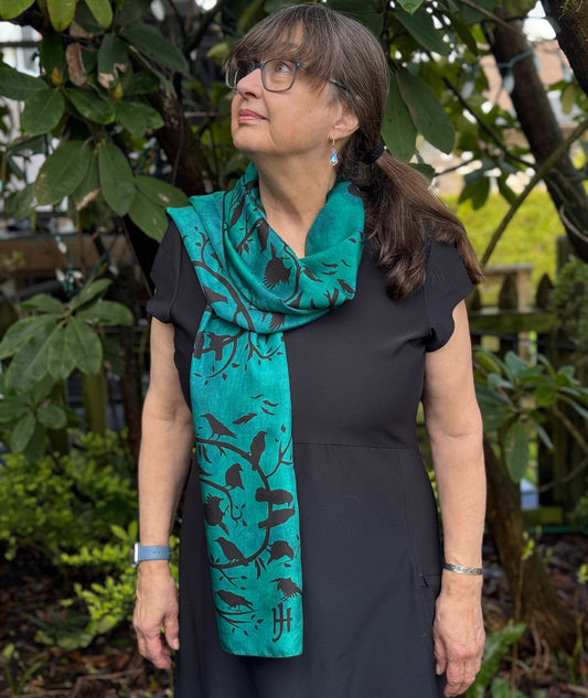 SUMMER CROW DANCE - Long Silk Scarf