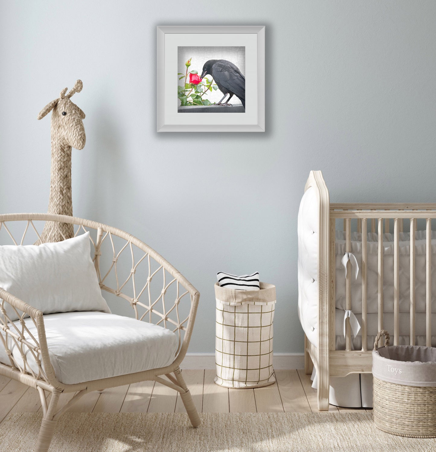 ROSE GARDEN CROW - Fine Art Print, Crow Portrait Series