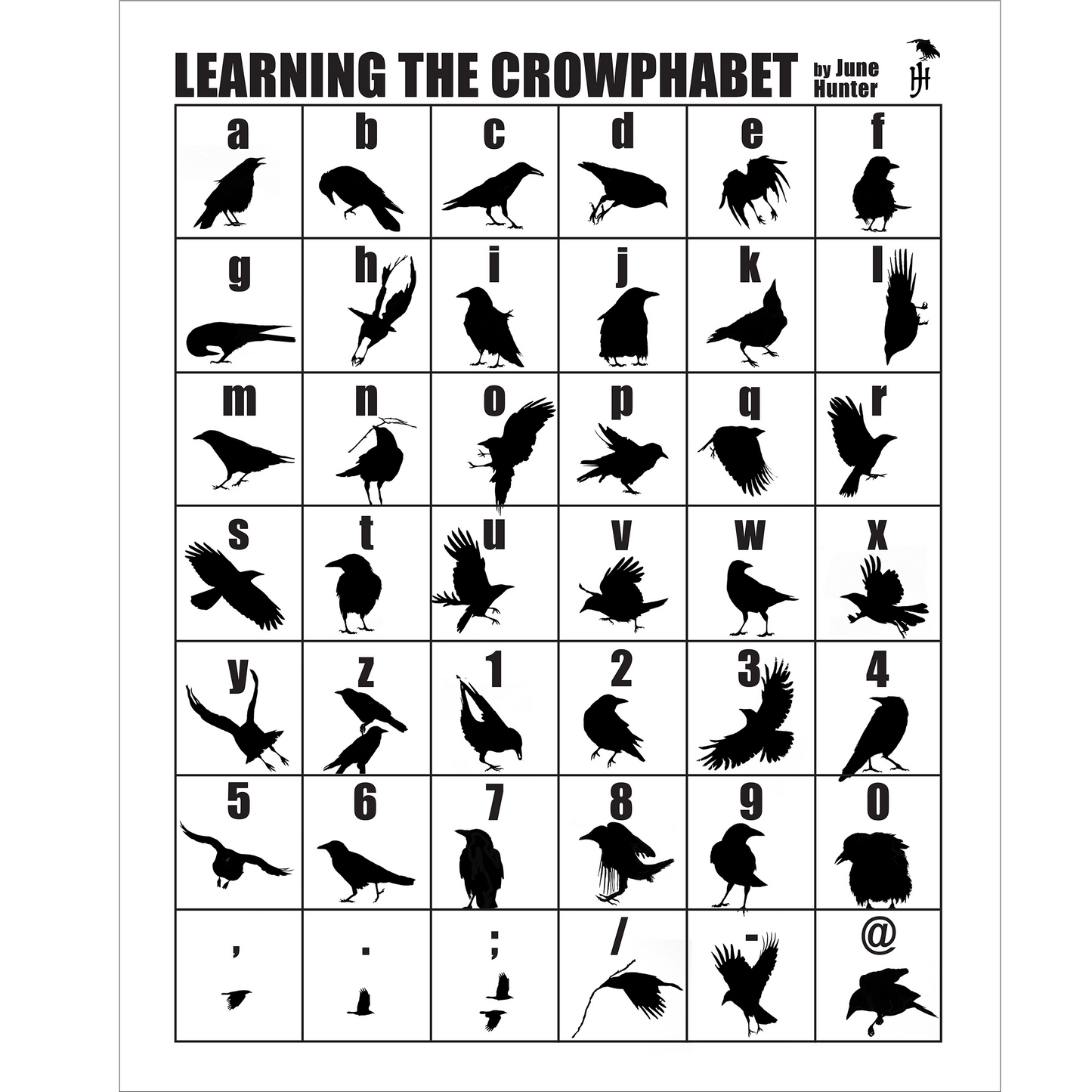LEARNING THE CROWPHABET — Black & White Print