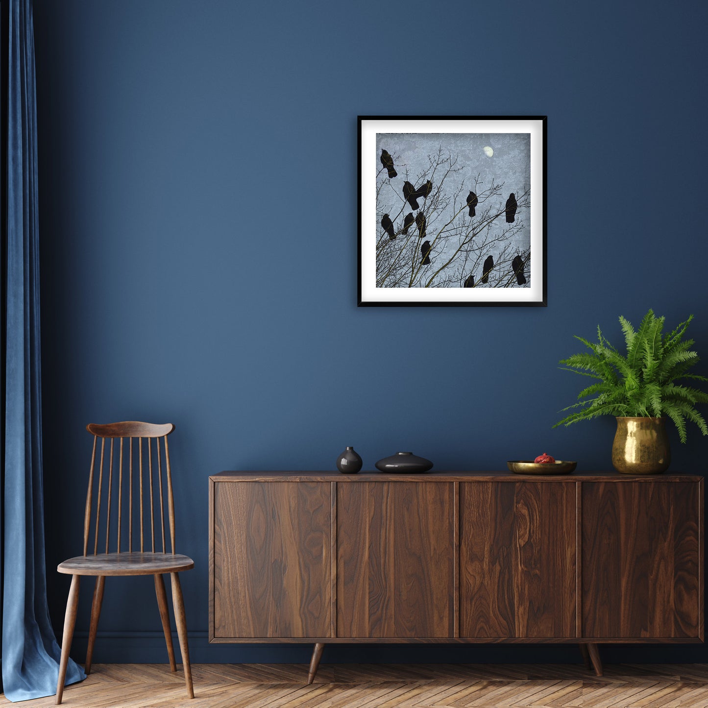 MOONLIT CROWS - Fine Art Print, Blue Crow Series