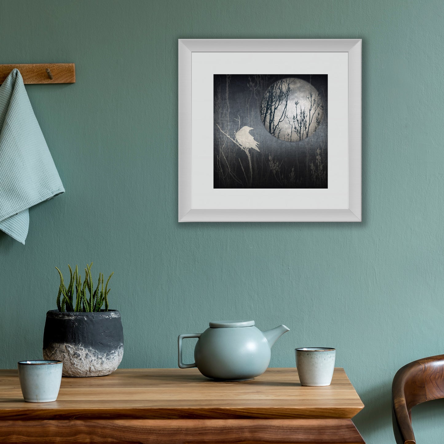 CROW, MOON, DREAMS - Fine Art Print, Blue Crow Series