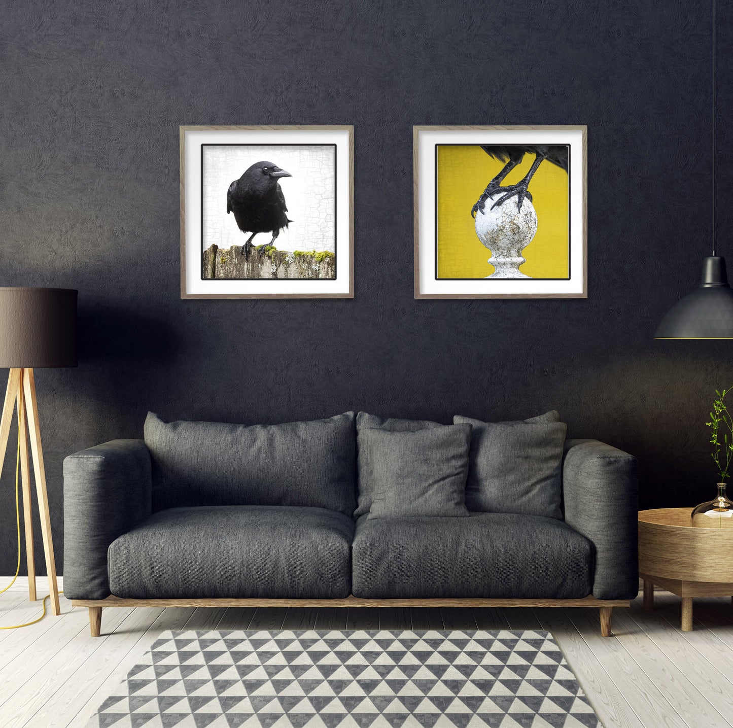 CROW ON A MOSSY FENCE - Fine Art Print, Crow Portrait Series