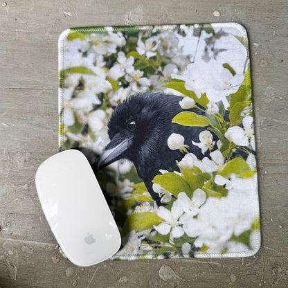 APPLE BLOSSOM CROW Mouse Pad