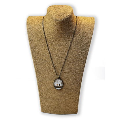AUTUMN CROW - Large Glass Pendant