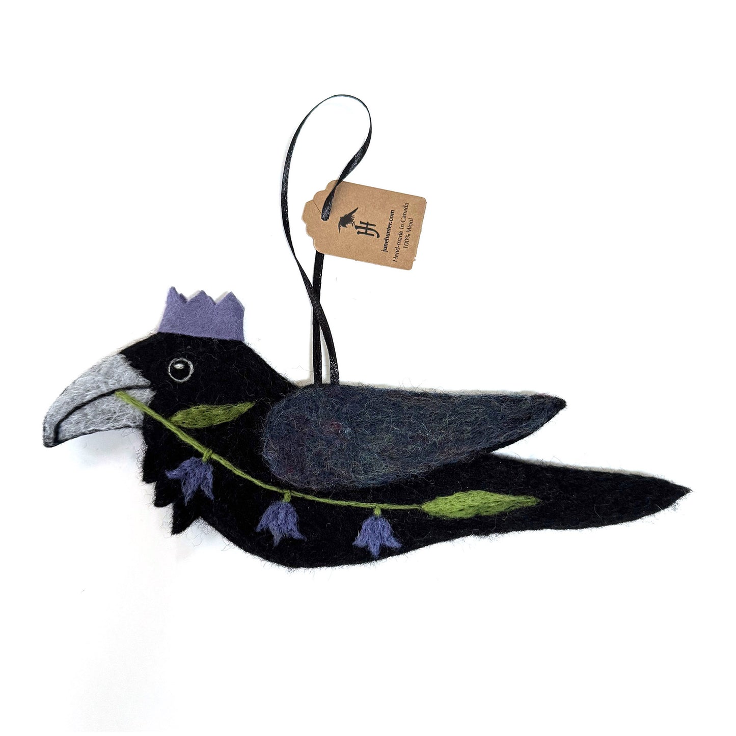 BLUEBELLS Wool Needle-Felted Raven Hanging