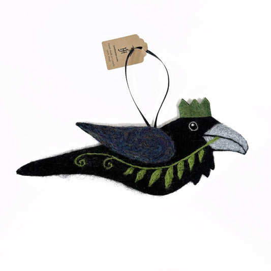 FERN Wool Needle-Felted Raven Hanging