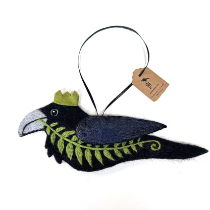 FERN Wool Needle-Felted Raven Hanging
