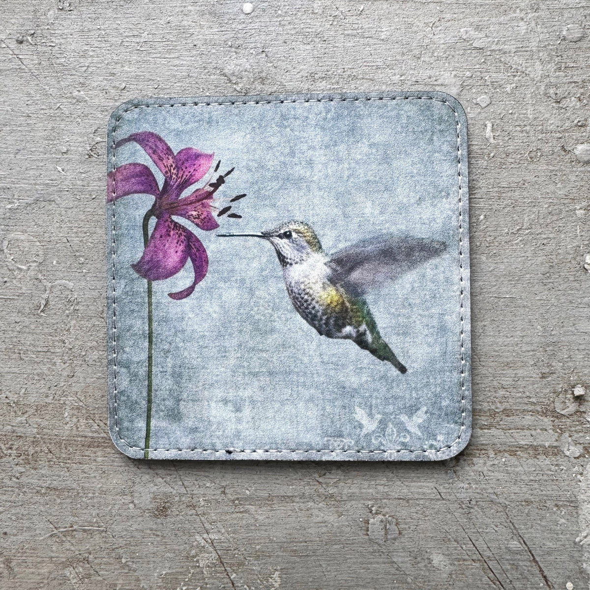 HUMMINGBIRD WITH LILY — Coaster