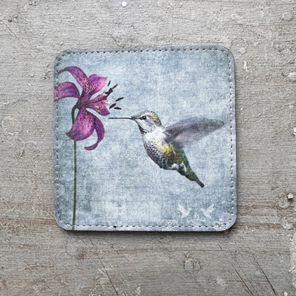 HUMMINGBIRD WITH LILY — Coaster