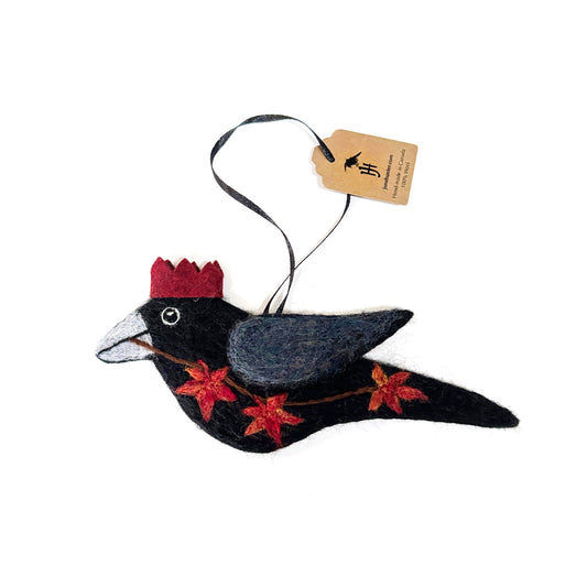 MAPLE Wool Needle-Felted Crow Hanging