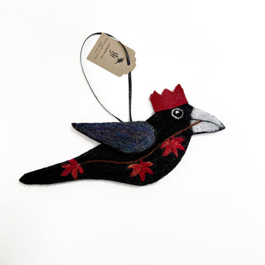 MAPLE Wool Needle-Felted Crow Hanging