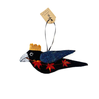 MAPLE Wool Needle-Felted Crow Hanging