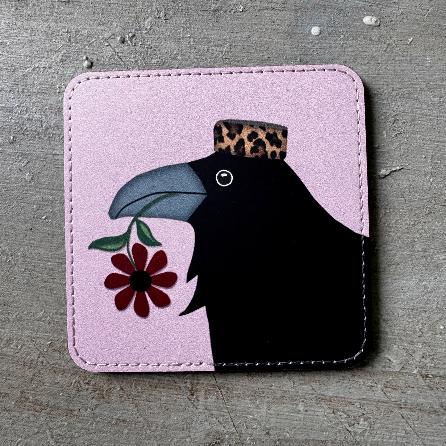 LEOPARDSKIN PILLBOX HAT RAVEN— Coaster