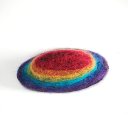 STANDING RAINBOW CROW NEEDLE-FELTED 3-D BIRD FIGURE