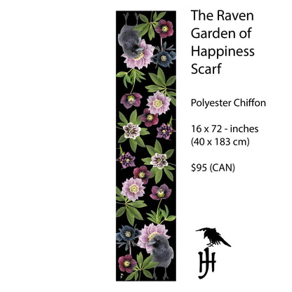 THE RAVEN GARDEN OF HAPPINESS - Long PolyChiffon Scarf