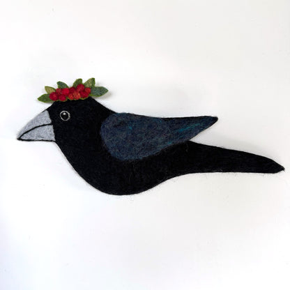 MILLINERY CROW-4 Wool Needle-Felted Crow Wall Art