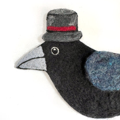 MILLINERY CROW-4 Wool Needle-Felted Crow Wall Art