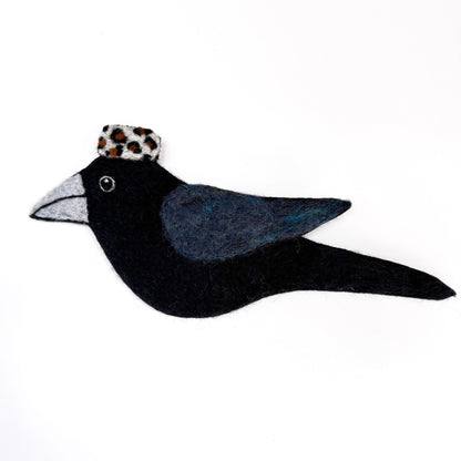 MILLINERY CROW-4 Wool Needle-Felted Crow Wall Art