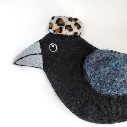 MILLINERY CROW-4 Wool Needle-Felted Crow Wall Art
