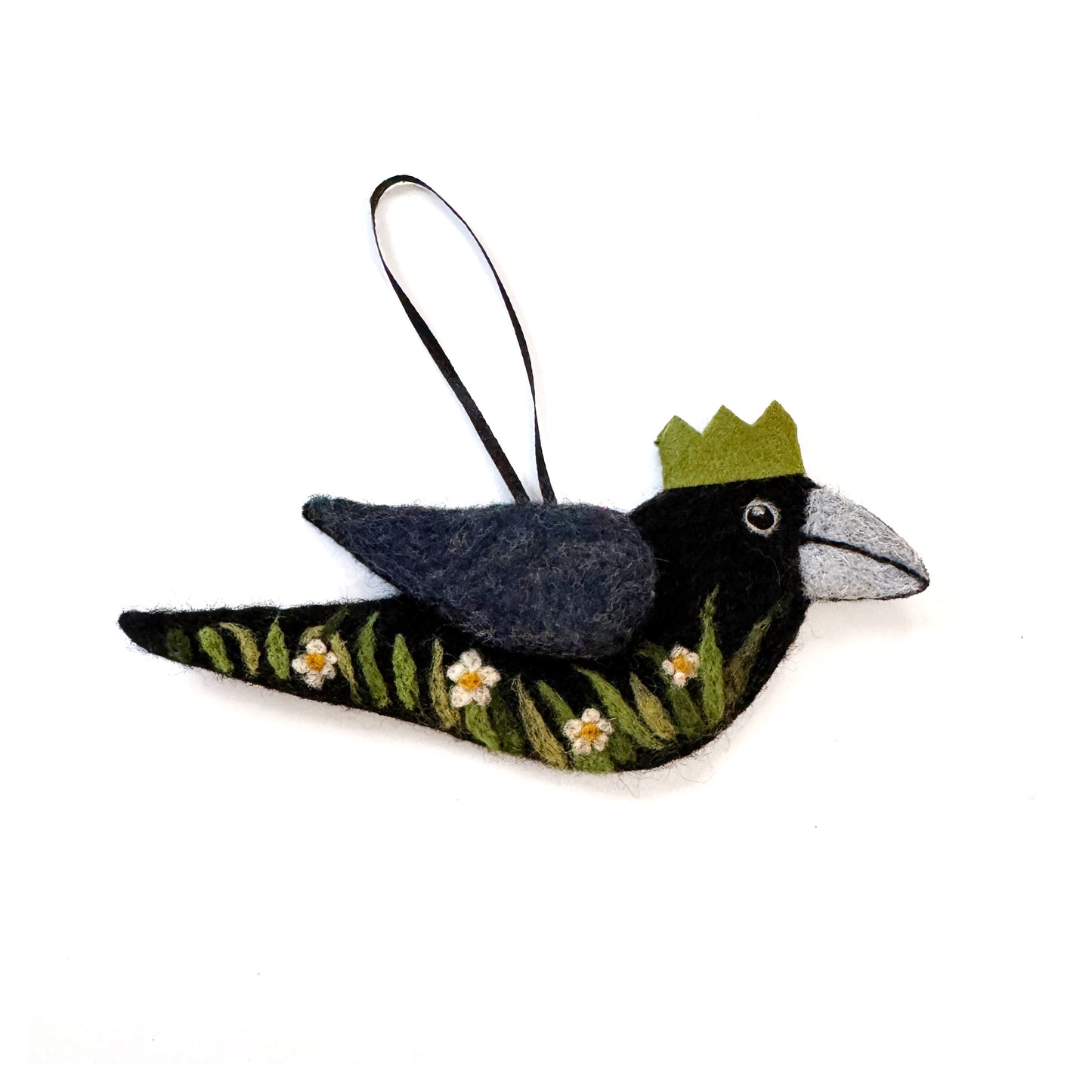 DAISY MEADOW Wool Needle-Felted Crow Hanging