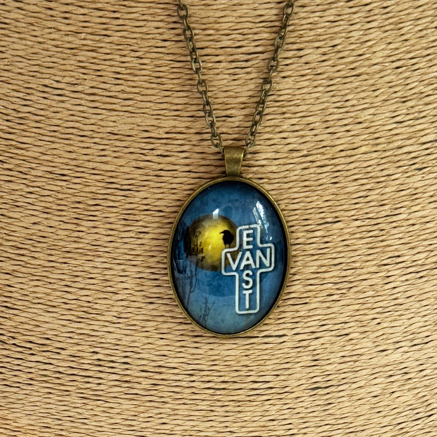 EAST VAN MOON WITH CROW - Large Glass Pendant