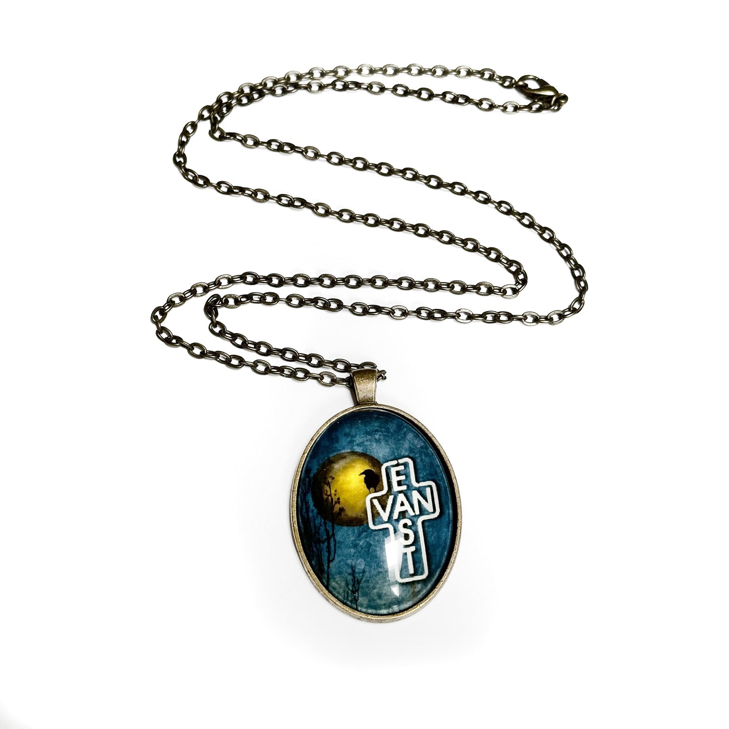 EAST VAN MOON WITH CROW - Large Glass Pendant