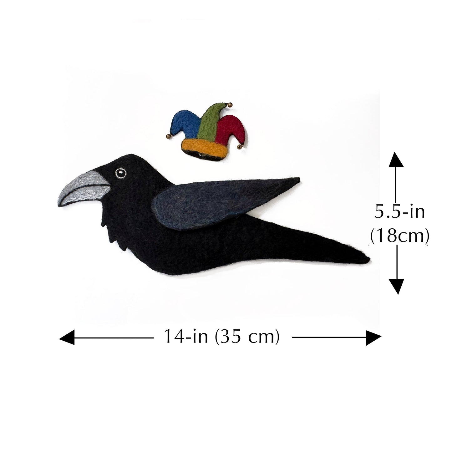 RAVEN JESTER-4 Wool Needle-Felted Raven Wall Art