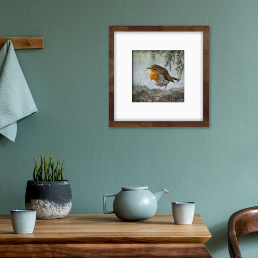 "THINKING OF HOME" ROBIN - Fine Art Print, Garden Birds Series