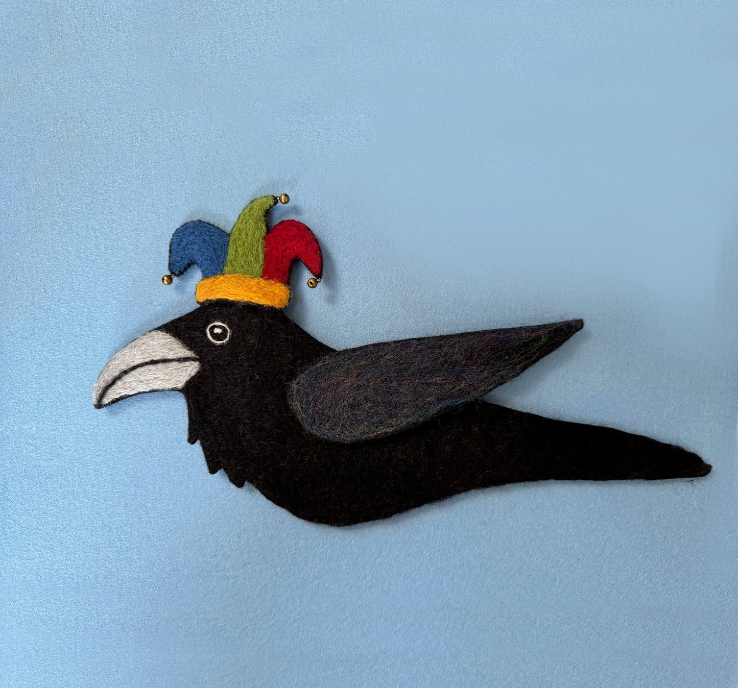 RAVEN JESTER-4 Wool Needle-Felted Raven Wall Art