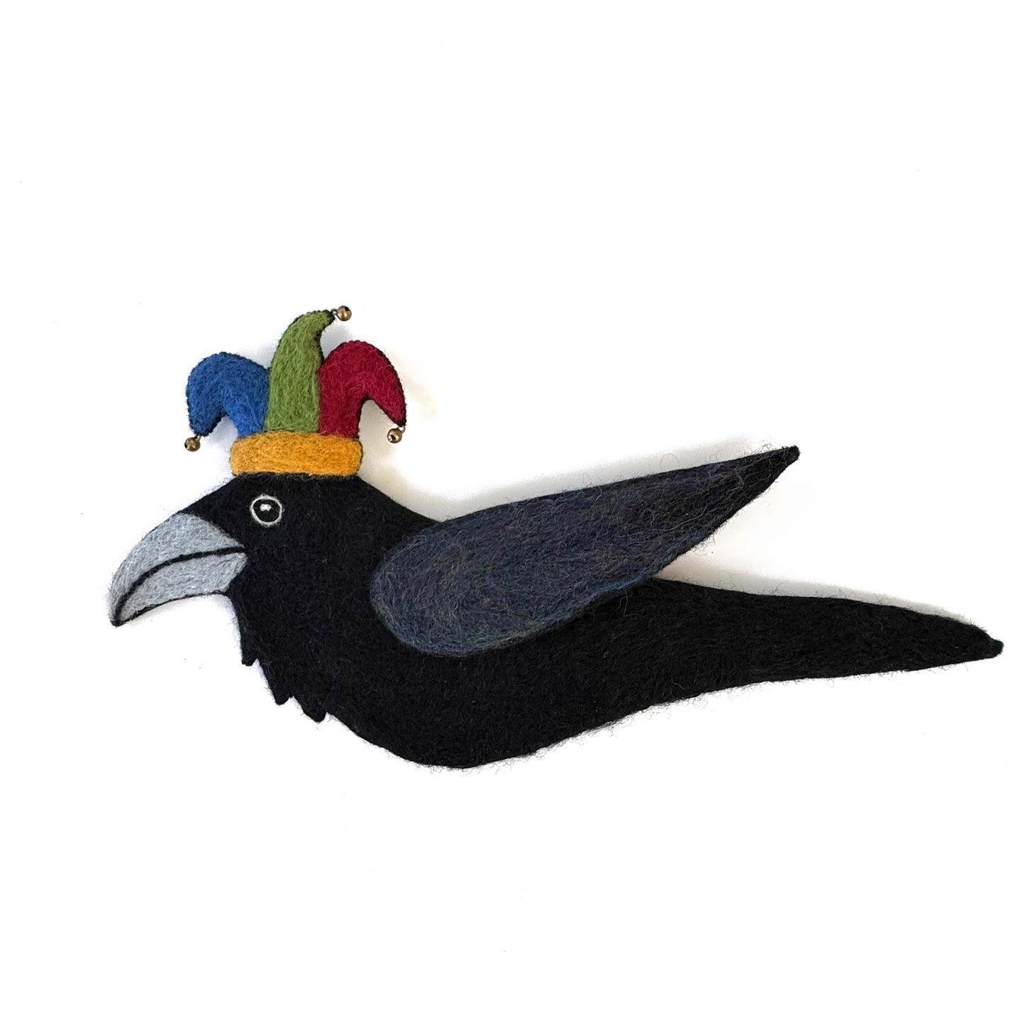 RAVEN JESTER-4 Wool Needle-Felted Raven Wall Art