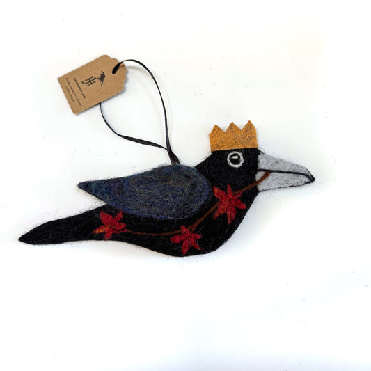 MAPLE Wool Needle-Felted Crow Hanging