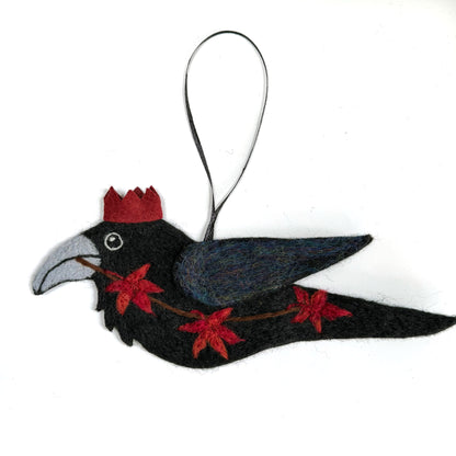 MAPLE Wool Needle-Felted Raven Hanging