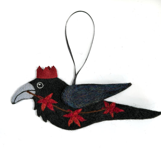 MAPLE Wool Needle-Felted Raven Hanging