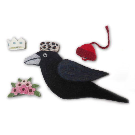 MILLINERY CROW No. 9 Wool Needle-Felted Crow Hanging
