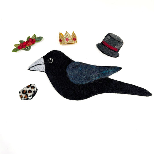 MILLINERY CROW-4 Wool Needle-Felted Crow Wall Art