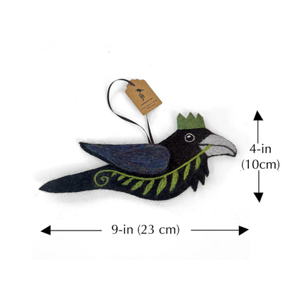 FERN Wool Needle-Felted Raven Hanging