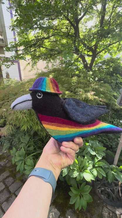 CUSTOM ORDER FOR ISABELLA — STANDING RAINBOW CROW