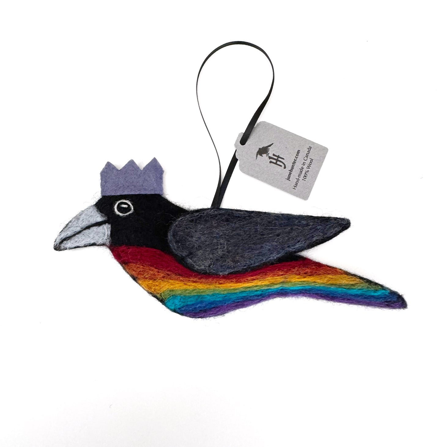 RAINBOW PARTY CROW 1 Wool Needle-Felted Crow Hanging