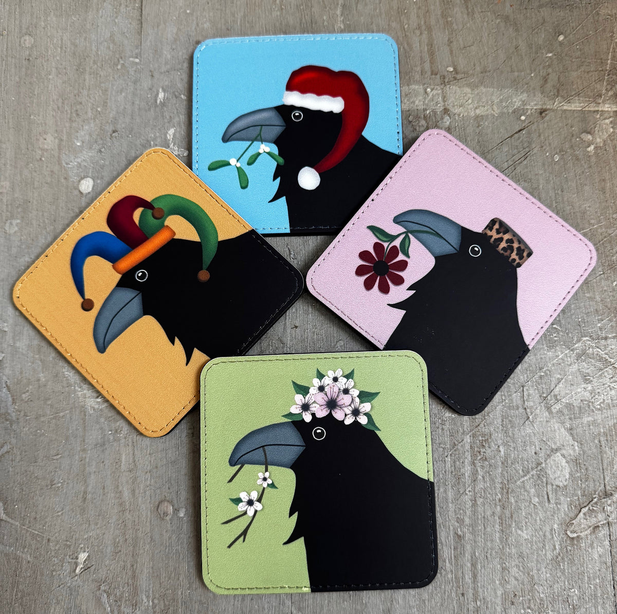 LEOPARDSKIN PILLBOX HAT RAVEN— Coaster
