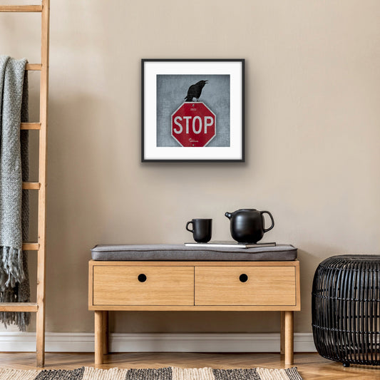 STOP, LOOK AND LISTEN - Fine Art Print, Blue Crow Series