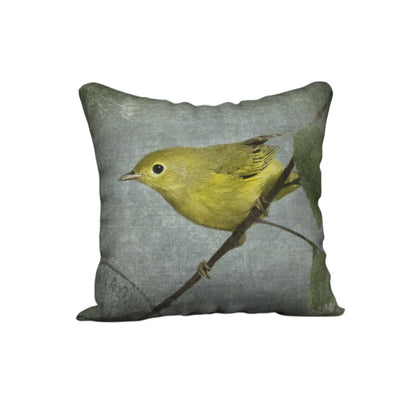 ORANGE CROWNED WARBLER — Bird Cushion Cover — SALE